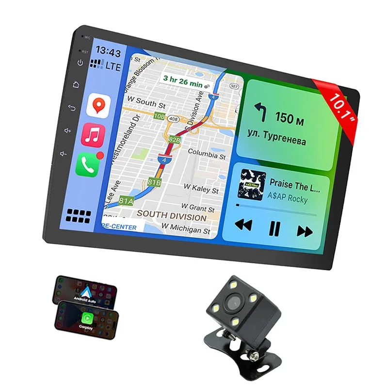 1Pcs 10 1 Inch Double Din Touch Screen Car Stereo Radio Generic GYOTI‑HSR200 Bluetooth FM Steering Wheel Control