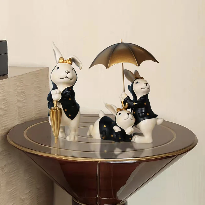 

Статуя кролика из смолы, скульптура настольная, статуэтка кролика животного, домашний декор для гостиной, подарок на день Святого Валентина