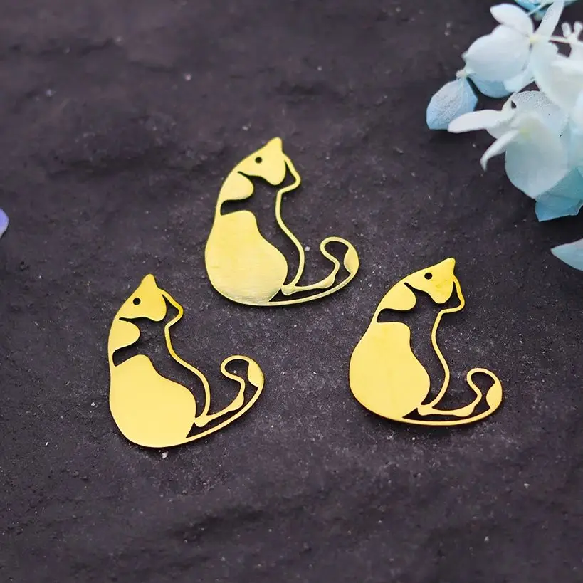 

3pcs Lovely Kitten diy Charms Stainless Steel Charms for Jewelry Making Earrings Bracelets Craft Cute Cat Pendant Fit Kids Gifts
