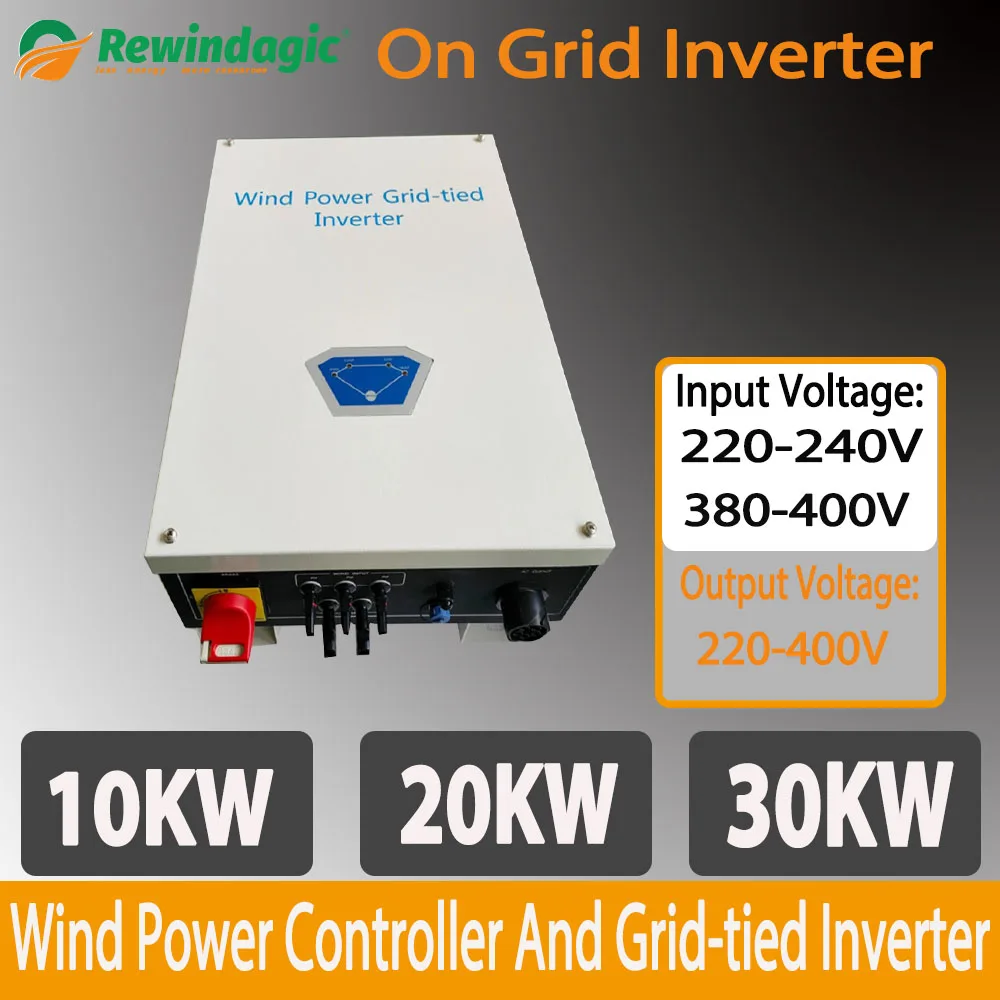 10KW 20KW 30KW Wind On Grid Tie Inverter con limitatore generatore di Turbine eoliche Monitor WiFi scarica batteria 220V a AC380V 400V