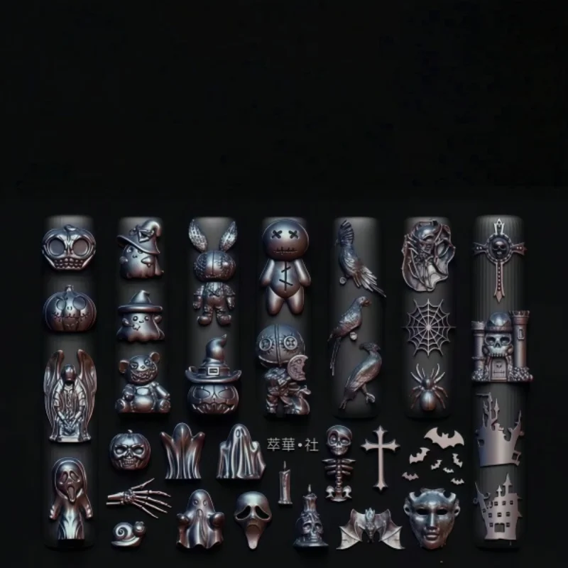 Halloween 3D Nagel-Silikonform Geist Kürbis Totenkopf Spinne Geprägte Nagelkunst-Form – Detail 7