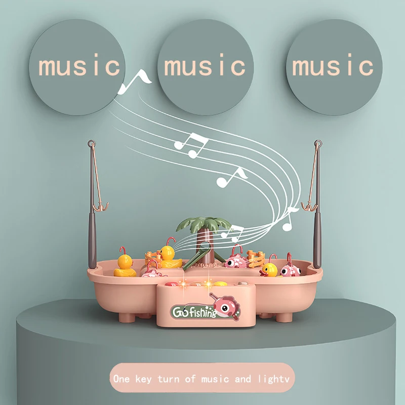Kinderen Muziek Vissen Speelgoed Magnetische Elektrische Circulatie Vissen Eend Vissen Platform Water Speelspel Speelgoed Voor Kinderen Gift