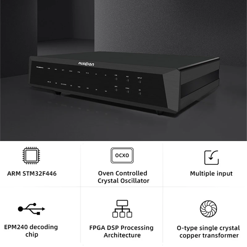 Músico phoenix i2s interface usb/óptico/coaxial/aes/eub/externo relógio entradas 24bits 768khz digital fpga interface