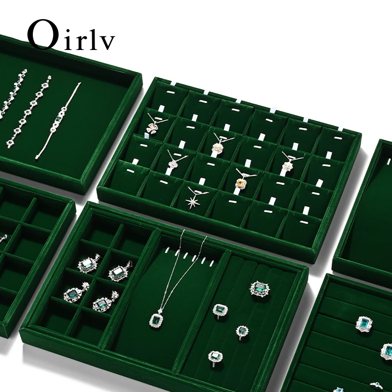 

Oirlv Бархатный поднос для демонстрации ювелирных изделий, изысканный держатель для украшений, портативный органайзер для серег и ожерелий, коробка для хранения, лоток-органайзер