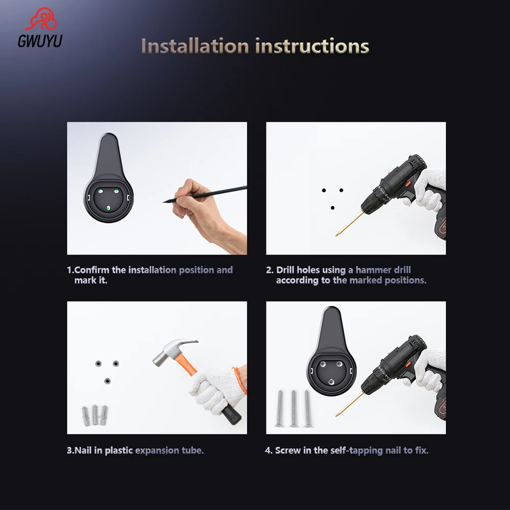 GWUYU OZ20 EV Charger Plug Holder Stand for TESLA Type 1 Type 2 GB-T Standard Electric Car Charger Wall Mount Bracket Socket