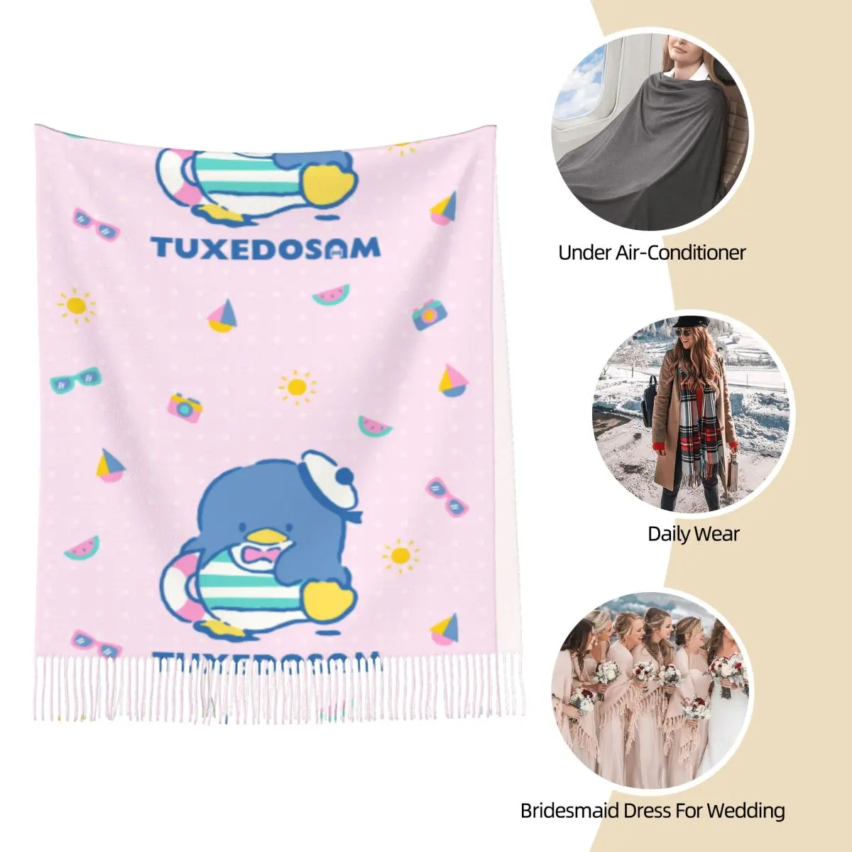 Tuxedo Sam Penguin Shawls Wraps Women Winter Large Soft Scarf Pashminas Shawl Scarves