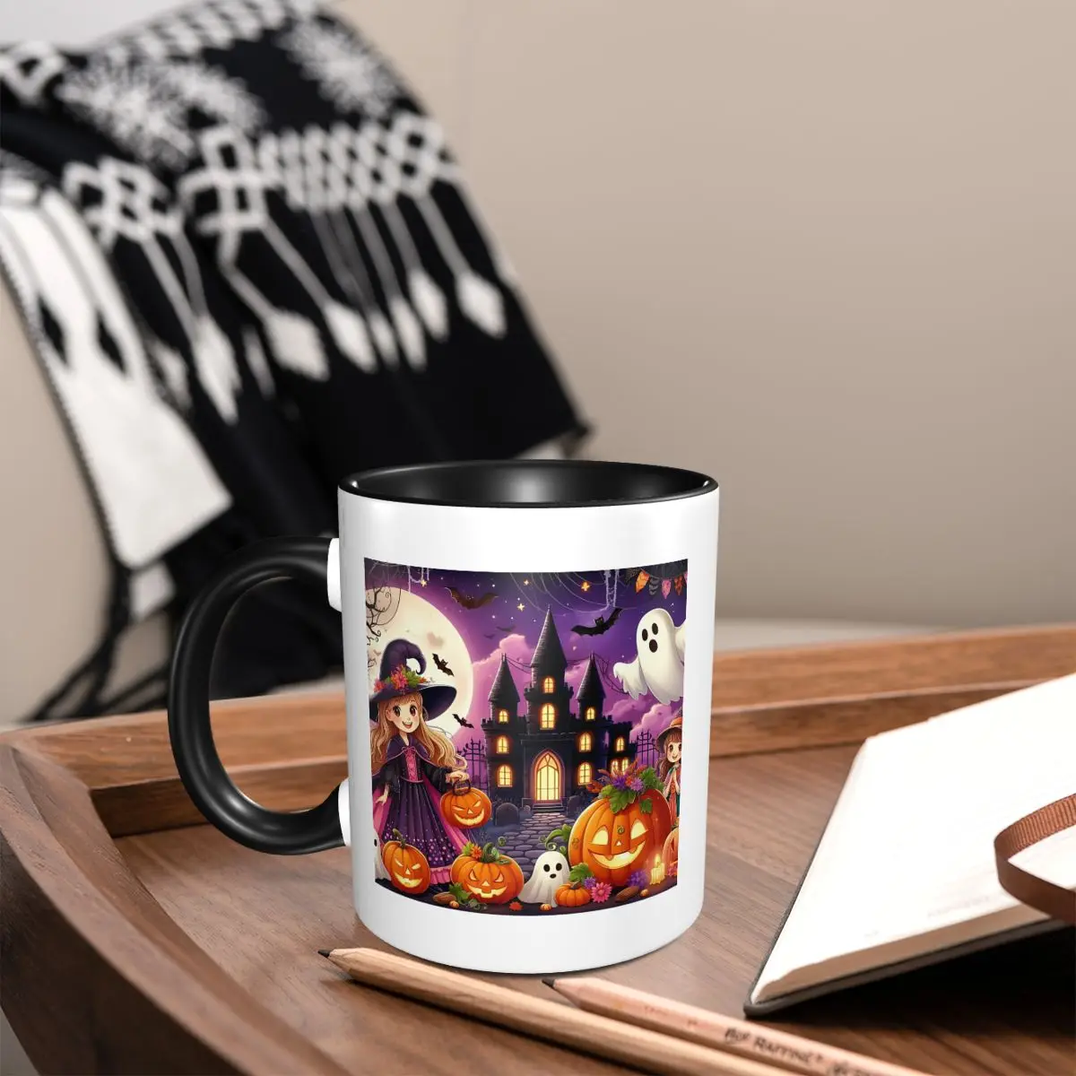 Halloween Party Haunted Castle Ghost Pumpkin Child Witch  Mug Ceramic Coffee Cups Tea Mugs Milk Cup Drinkware Gift for Friends
