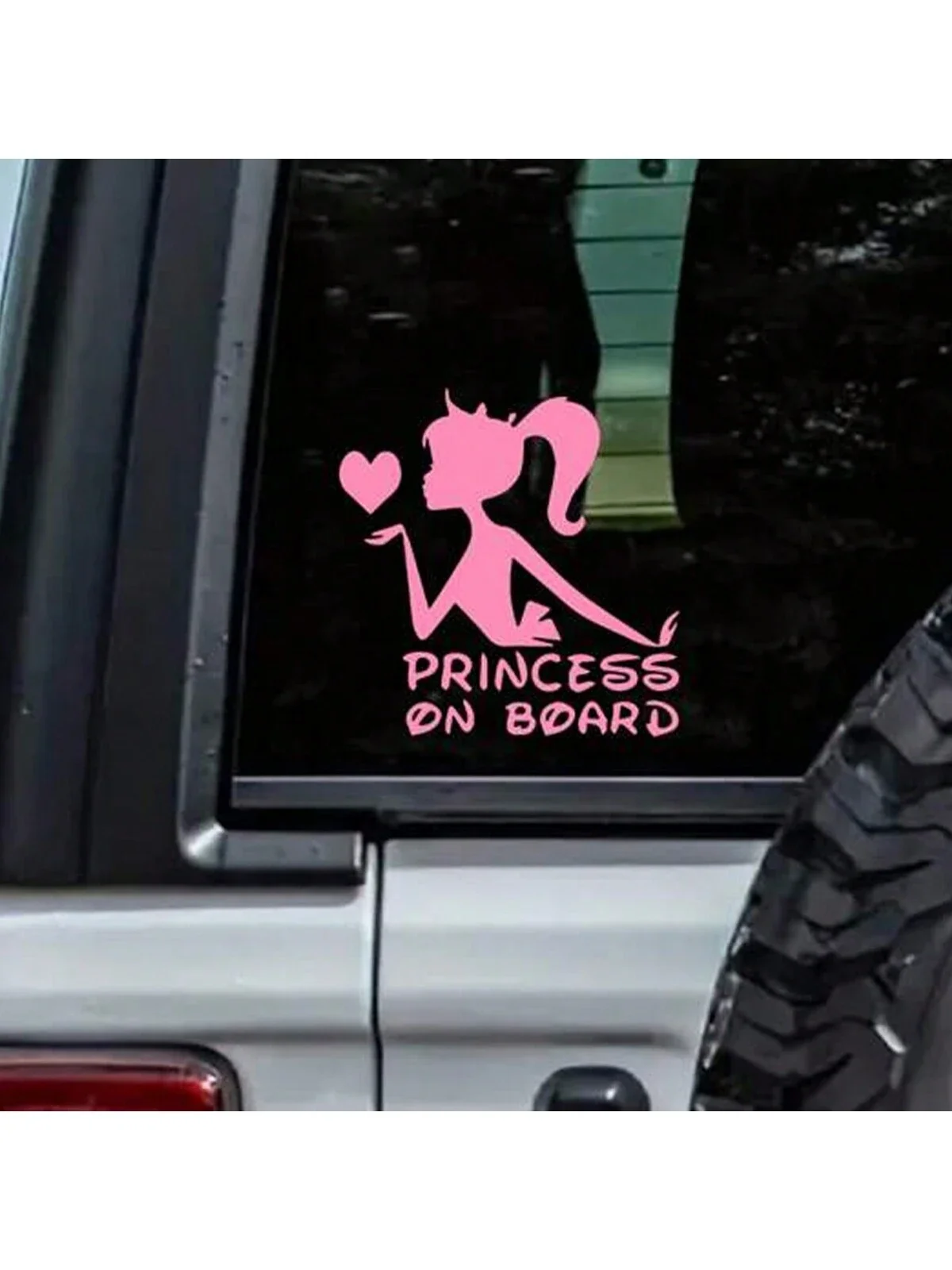 

1pc Girl Flying Kiss Sticker, Car Interior Rearview Mirror Sticker, Princess On Boat Text Sticker