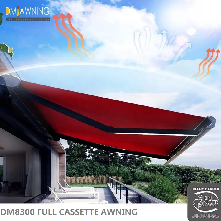 Outdoor Motorized Full Cassette Retractable Awning in 4x3m