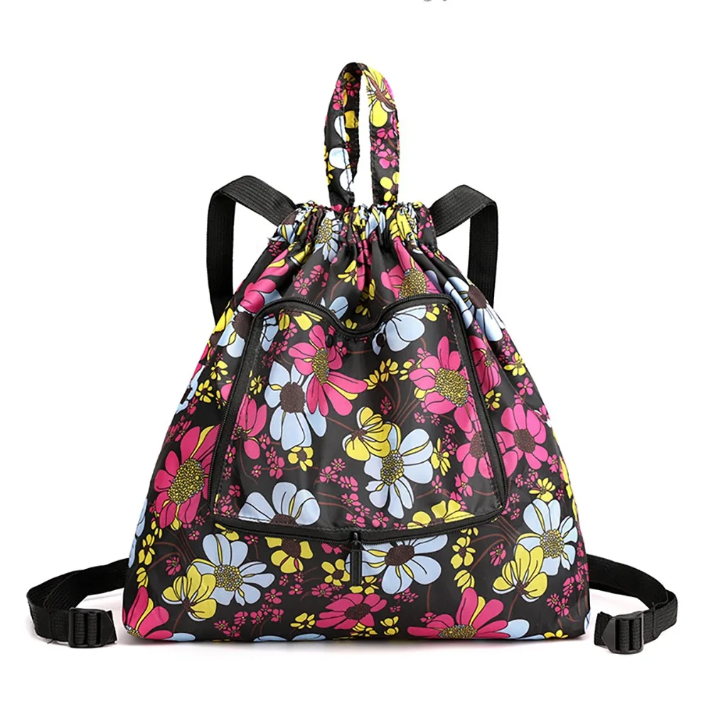 

Simple Lightweight Drawstring Bag Multifunctional Flower Shopping Bag Nylon Animal Folded Backpack Trips
