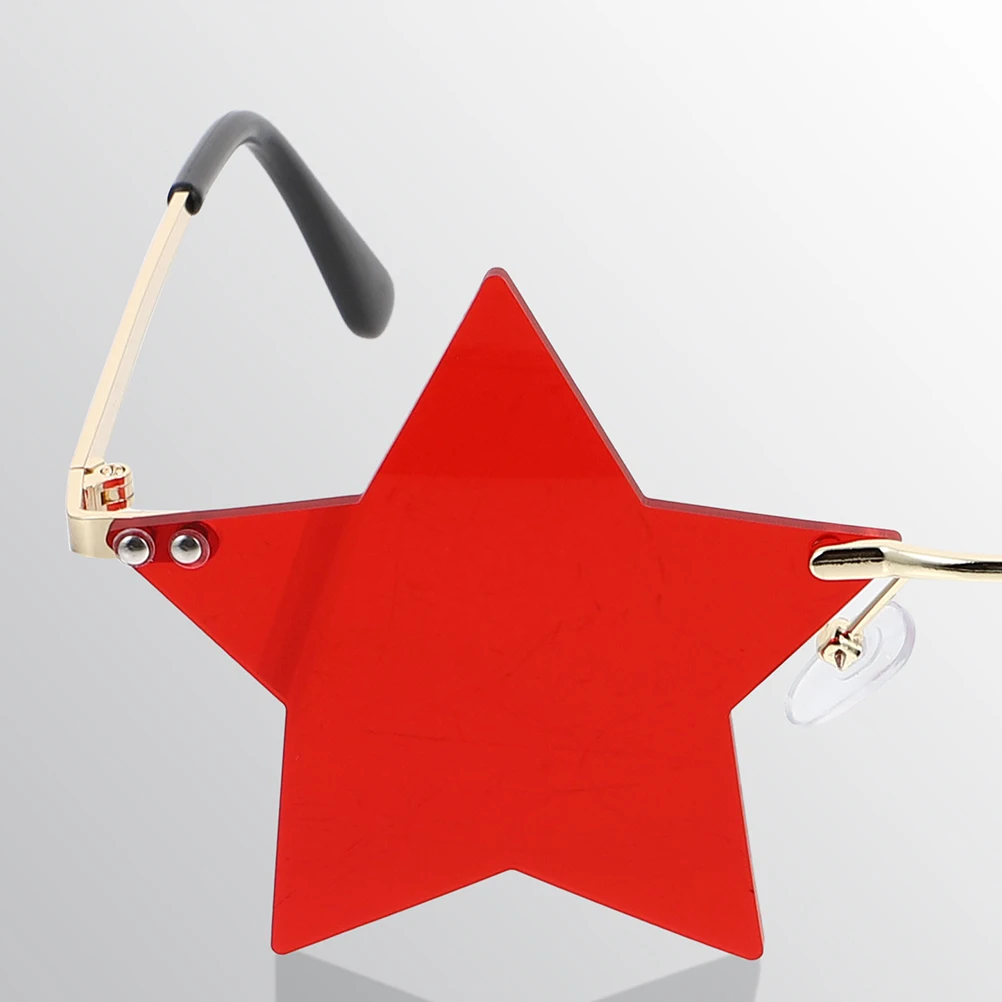 

2 Pcs Star Shaped Sunglasses Black Grey Red Lens Copper Alloy Material Unique Design Personality Trendy Fashion Carnival Gifts