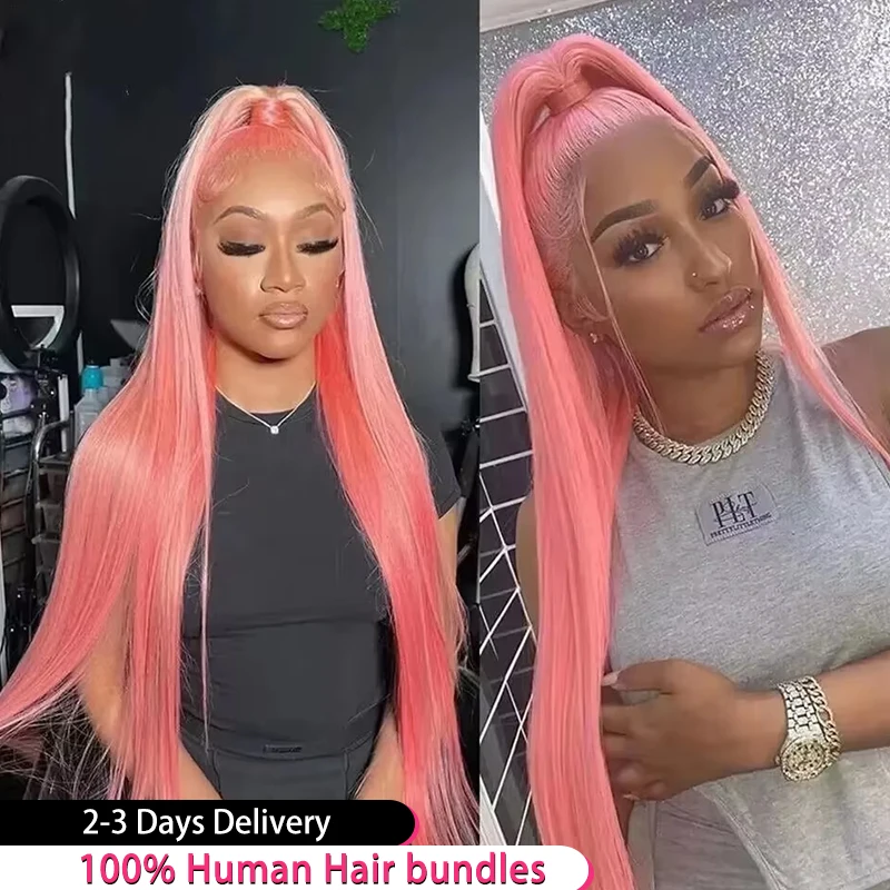 

250 Density Light Pink Bone Straight 13x6 HD Lace Frontal Human Hair Wigs 30 Inch Colored Brazilian Lace Frontal Wig For Women