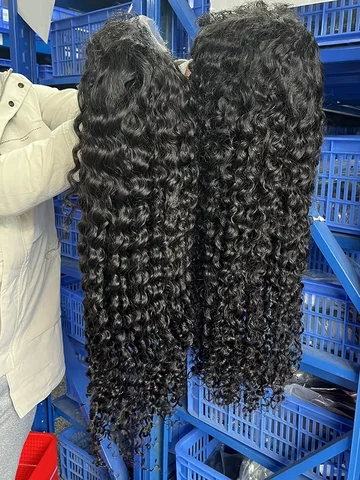 Deep Water Wave 13X6 Curly Lace Frontal Wigs 40 Inch Transparent 13X4 360 Full Lace Front Human Hair Wigs for Women 250 Density