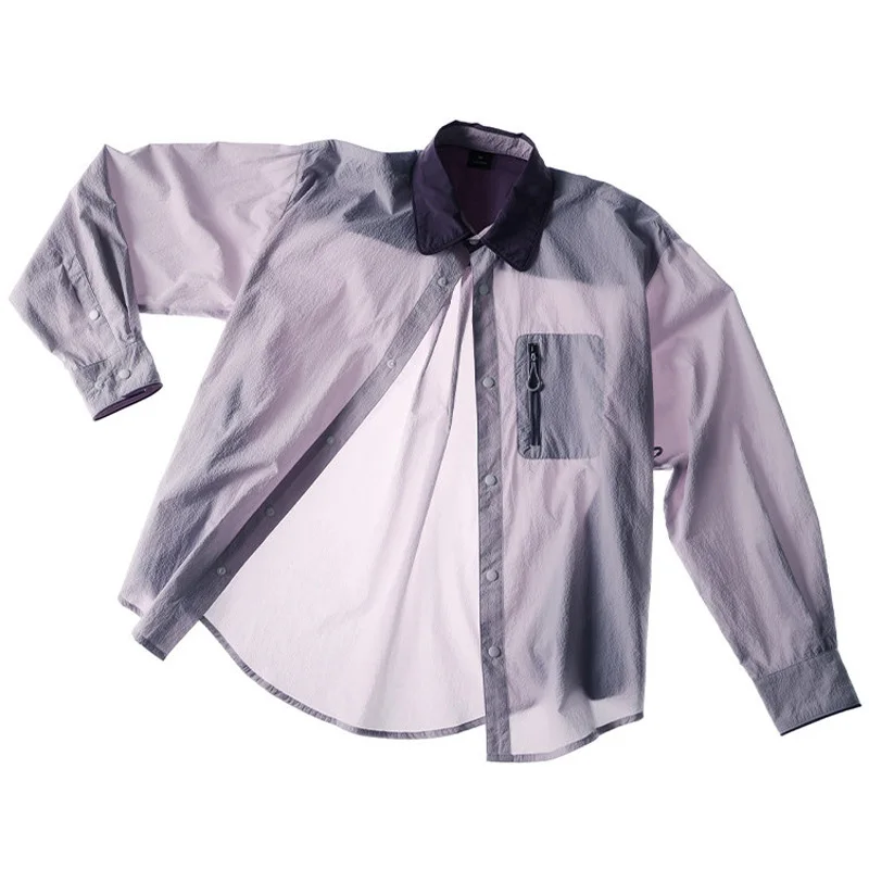 Camisas Masculinas Leves para Caminhada ao Ar Livre com Proteção Solar, Camisas Casuais de Manga Longa de Secagem Rápida Estilo Streetwear, Blusas Fem