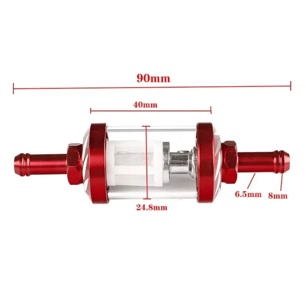 Filtro de combustible Universal para motocicleta, filtro de Gas y combustible de gasolina de aleación de aluminio de 8mm, piezas de máquinas de Motor de gasolina CNC