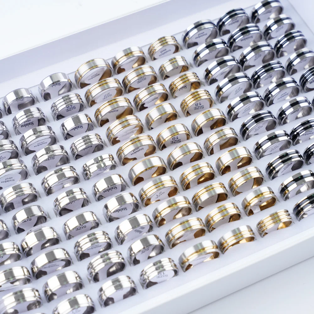 

20 шт./партия, кольца из нержавеющей стали для мужчин и женщин