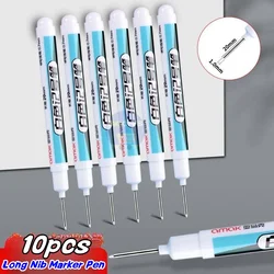 10pcs White Markers Pen Waterproof Oily Pens Woodworking Deep Hole Scribing Tool Tire Painting Graffiti Notebook Drawing Supplie
