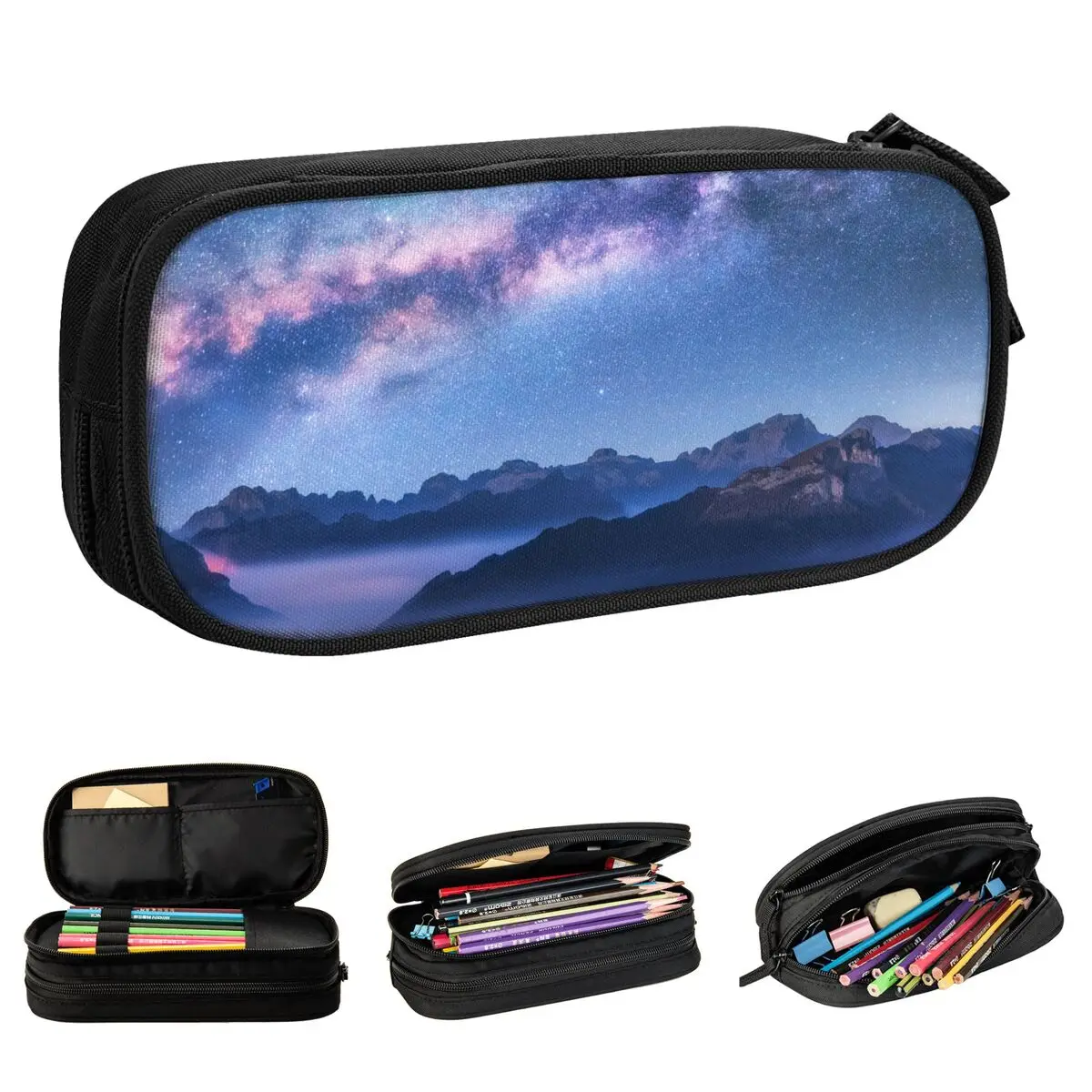 Starry Night Space Star Galaxy Pencil Cases Galaxy Stars Pencil Pouch Pen Large Storage Pencil Bags School Supplies Stationery