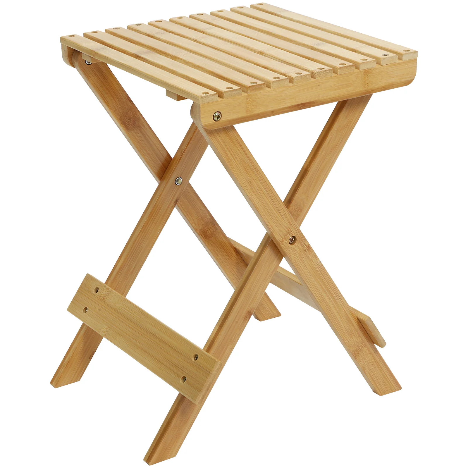 

Bamboo Folding Stool Portable Step Stool for Home Bathroom Use Smooth Surface No Burr Lightweight Small Bamboo Stools