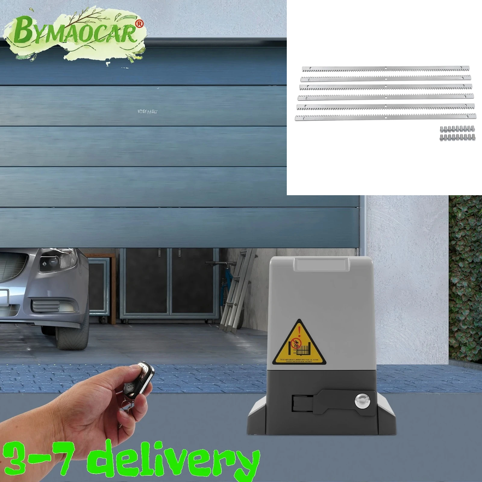 Automatic Gate Opener with 6pcs Sliding Door Gear Rack, 750W Electric Sliding Gate Opener 1600Kg 12m Automatic Sliding Gate Drive Low Noise 50dB Automatic Gate Opener Electric Gate Opener Kit with 2 Remote Control & 2 Infrared Sensors & 6 Gear Racks 1m
