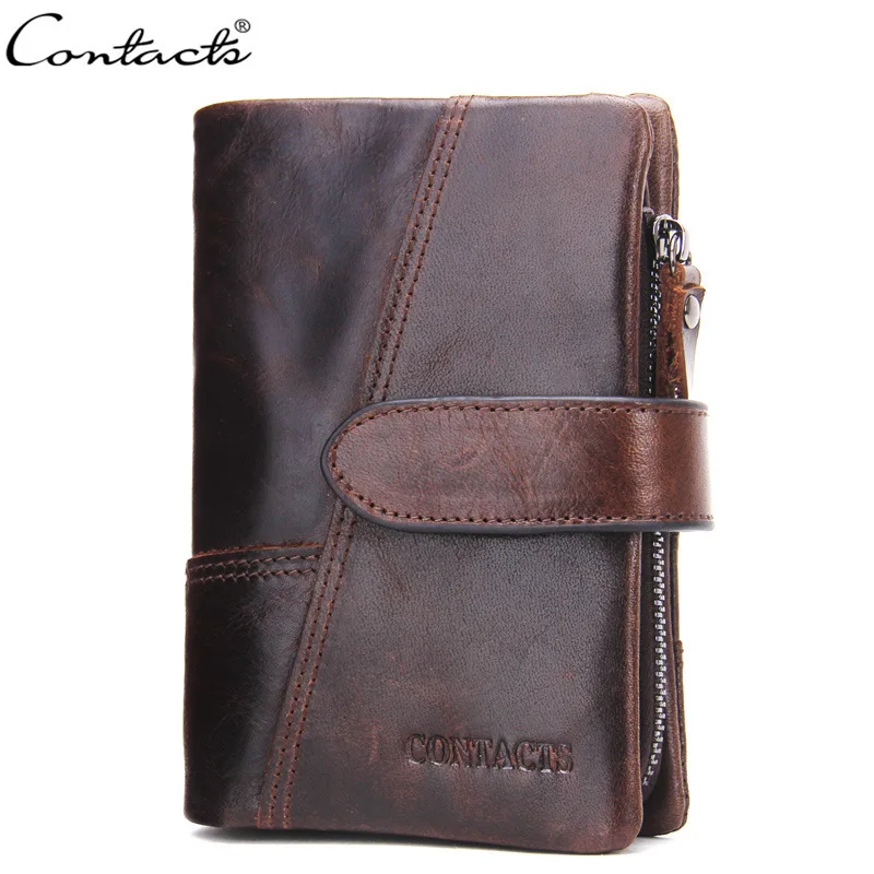 British Style Top Layer Cowhide Trifold Cowhide Men's Wallet Activity Zipper Buckle Splice Handbag Coin Purse Holder Men Wallets