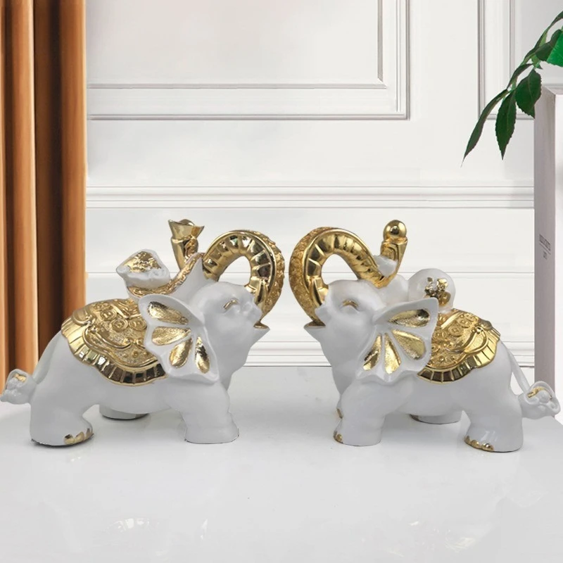 Elephant ornaments, wedding gifts, lucky office handicrafts, living room entrance, home trinkets, light luxury European style