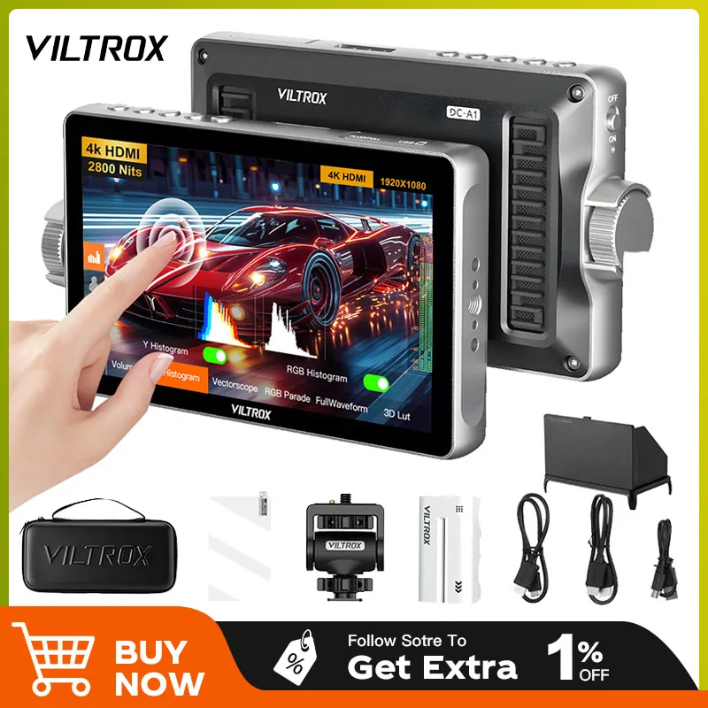 Viltrox DC-A1 7-дюймовый монитор с камерой 2800nit 4K для фотографии, видеоблогов, киносъемки, ТВ, создания сенсорного экрана, профессиональный монитор