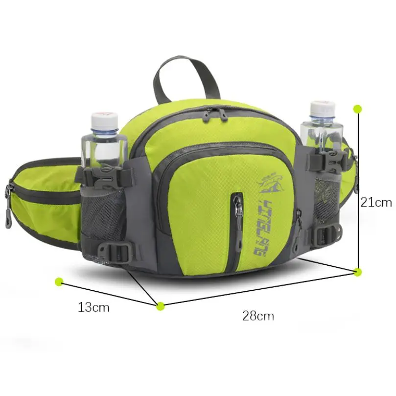 Cycling Crossbody Sling Bag Large Capacity Multi Pocket Waist Pack with Dual Water Bottle Holders for Hiking Fishing Travel
