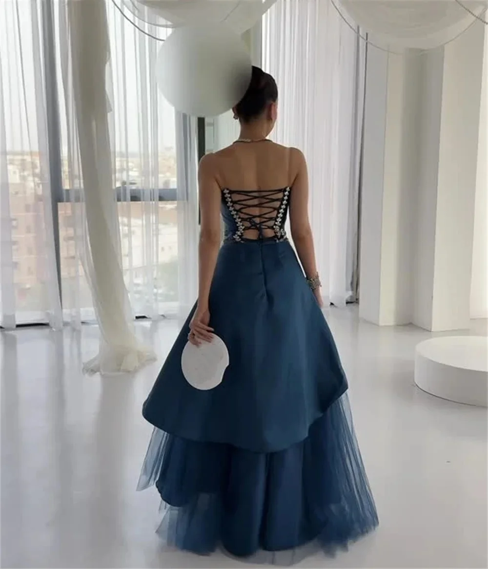 فساتين سهرة رسمية طويلة مطرزة باللون الأزرق مناسبة حسب الطلب، فساتين سهرة للجنسين، جيرسي ريترو دبي السعودية، حفلة موسيقية مخصصة