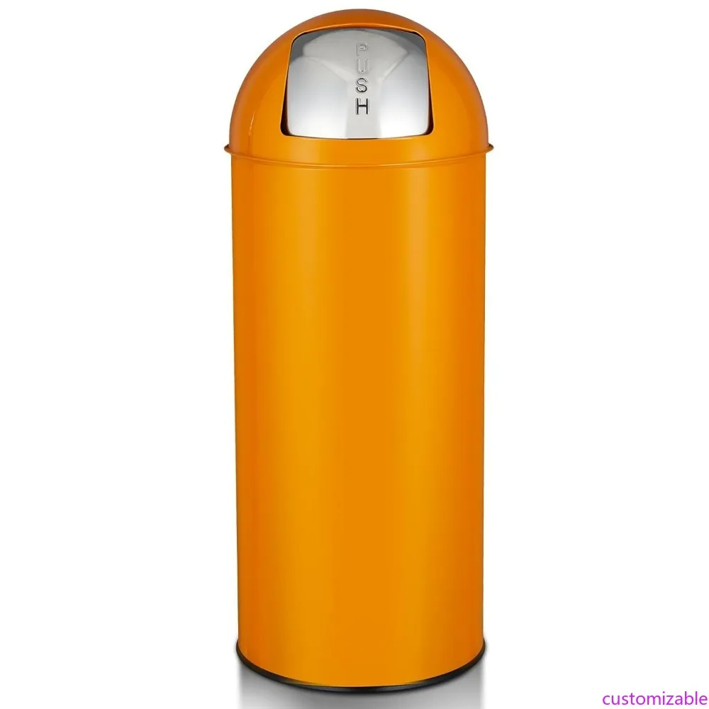 

Large 65-Liter 17-Gallon Heavy-Duty Stainless Steel Tall Trash Can with Push Lid