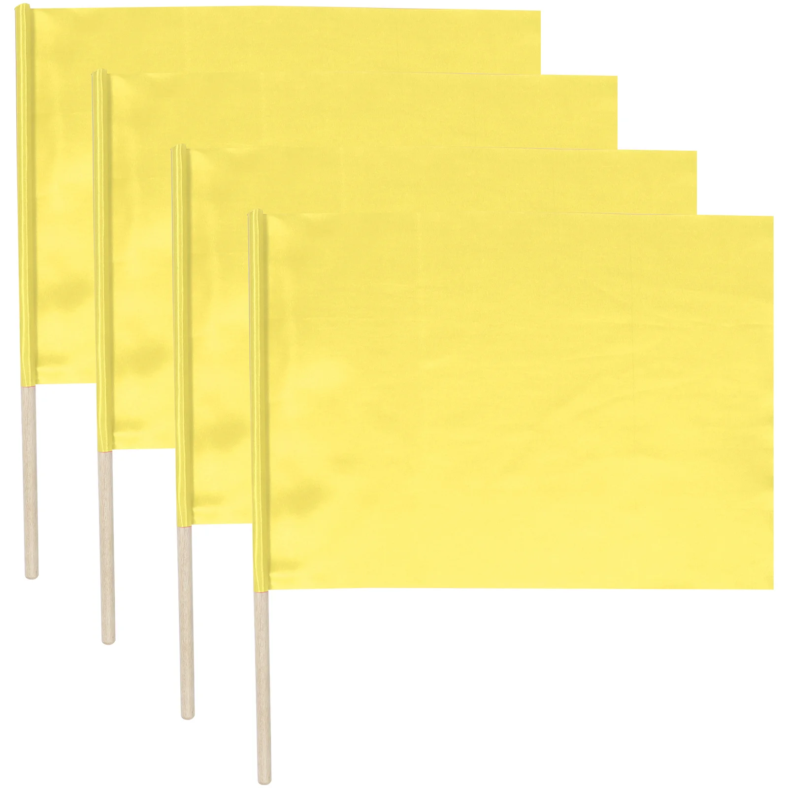 4pcs Yellow Referee Hand Soccer Football Signal Flags Sports Event Racing Party Competition Conducting Lightweight Durable Match