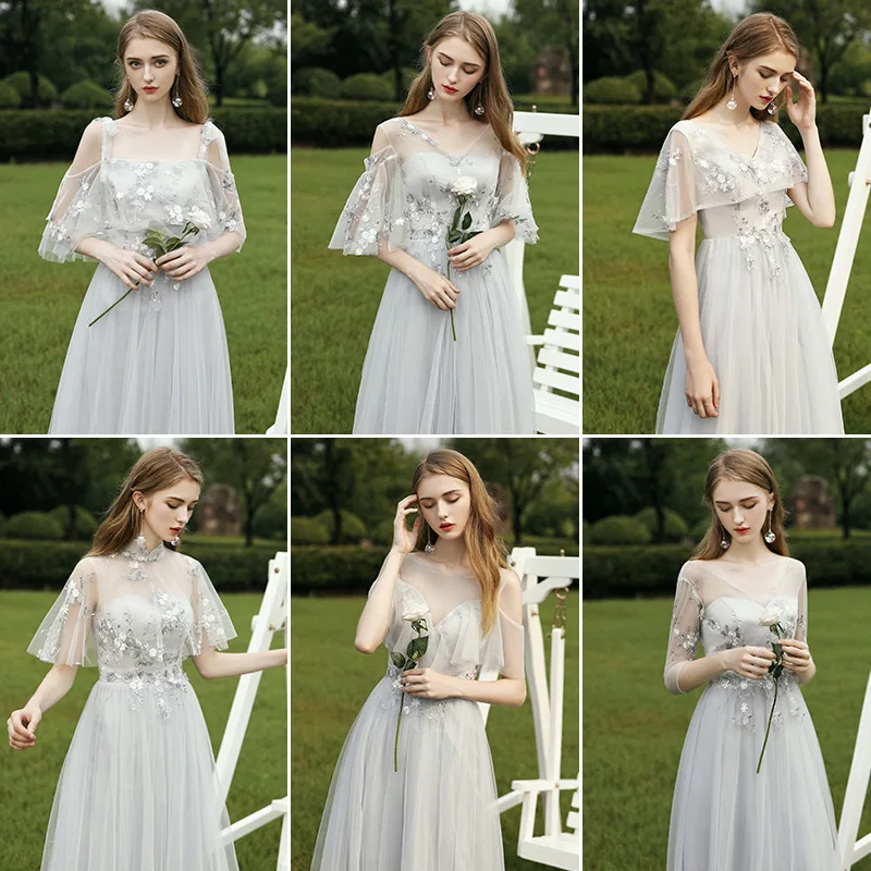 Grey Simple Ankle Length Dress Banquet Dress Women's Elegant Slim Fit A-Line Off The Shoulder Design Wedding Guest Party Vestido