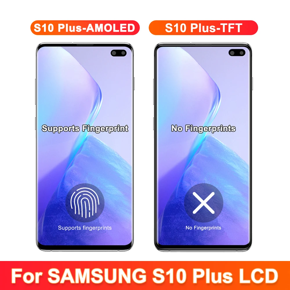 Screen for Samsung Galaxy S10 Plus S10+ G975 G975F Lcd Display Digital Touch Screen with Frame for Samsung Galaxy S10 Assembly