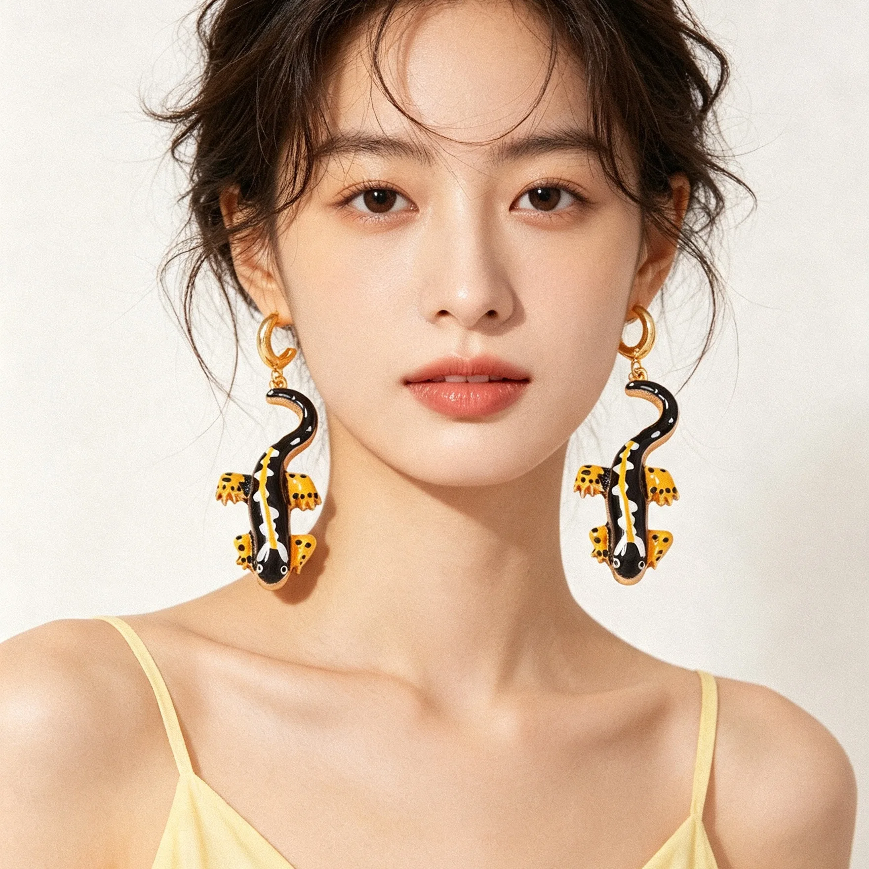 ZA niche design high-end and personalized creative color-block spotted animal ultra-cool girly versatile earrings