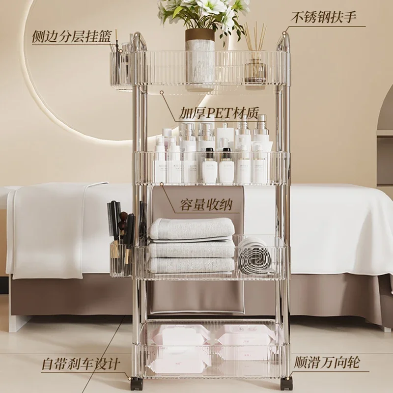 Organizer Trolley Beauty Salon Dedicated Management Mobile Hand Push Storage Rack Wheels Portable Aesthetics Salon Furniture