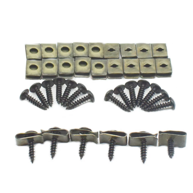 20 Sets/lot Metal Retainer Self-tapping Screws and U-Type Clips Fit Motorcycle Car Scooter ATV Moped  Ebike Plastic Cover M4 M5