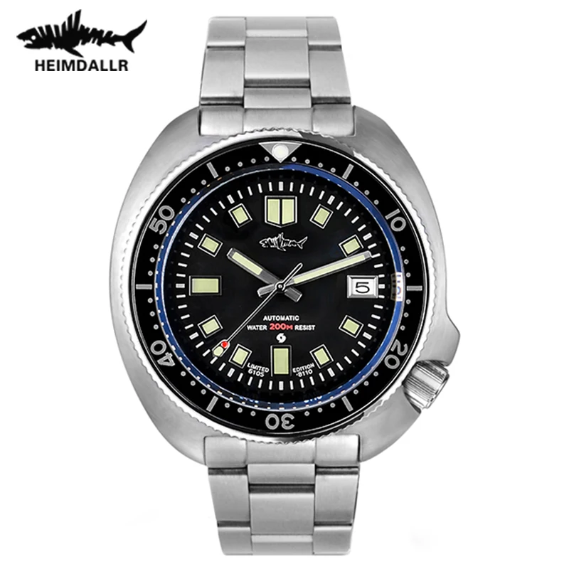 

HEIMDALLR Vintage Turtle Men's Dive Watch 20ATM Water Resistant 44mm C3 Luminous Dial Sapphire Crystal NH35A Automatic Movement