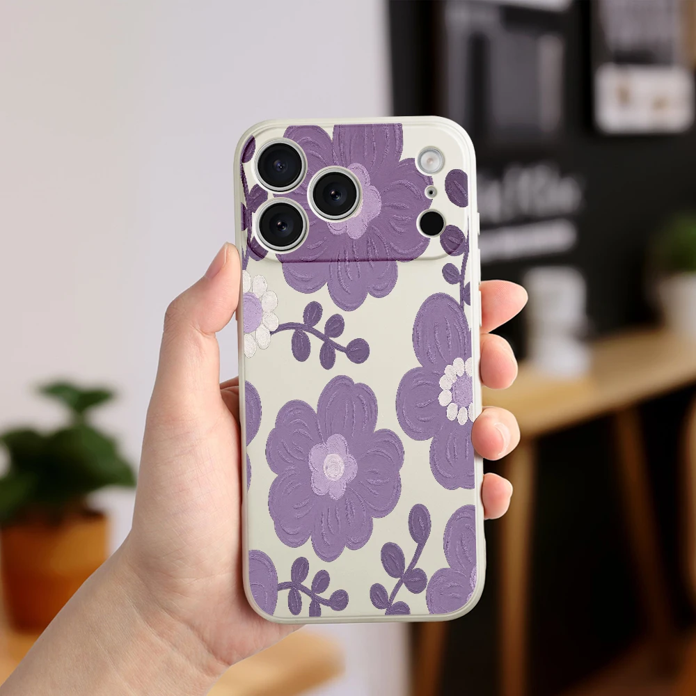 Custodia in TPU stile floreale viola per iPhone17 ProMax 17 Air 16 15 14 13 12 11 Pro Max XS Max7 8 Plus 16e 16 Plus