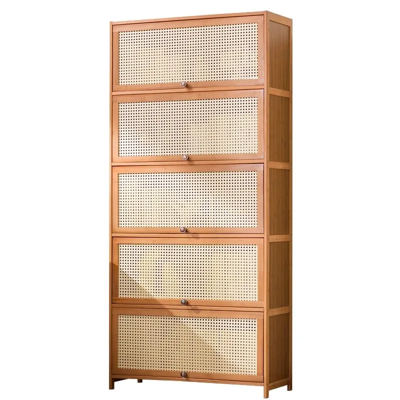 

Bookcase Modern simple dust-proof lattice cabinet with door Solid wood bookshelf Narrow cabinet Locker combination