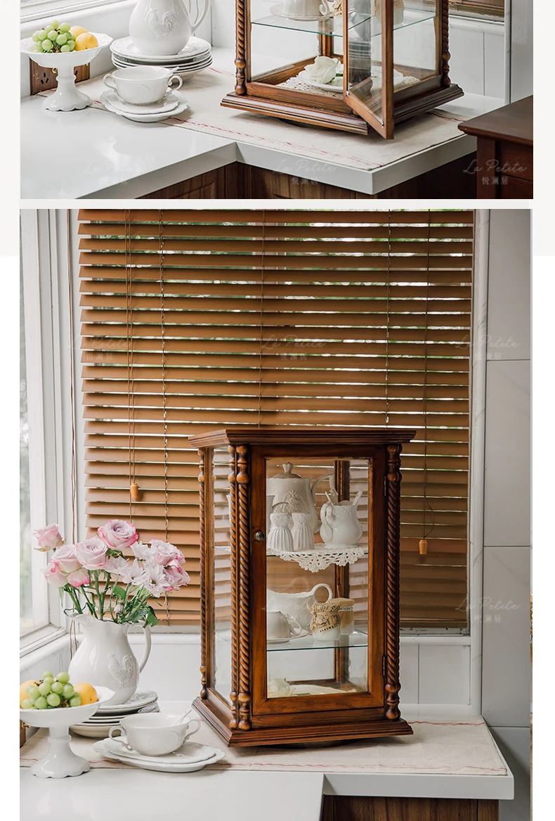 Retro storage display cabinet Medieval desktop tea Coffee shop Dessert bread Figure baby cabinet 6