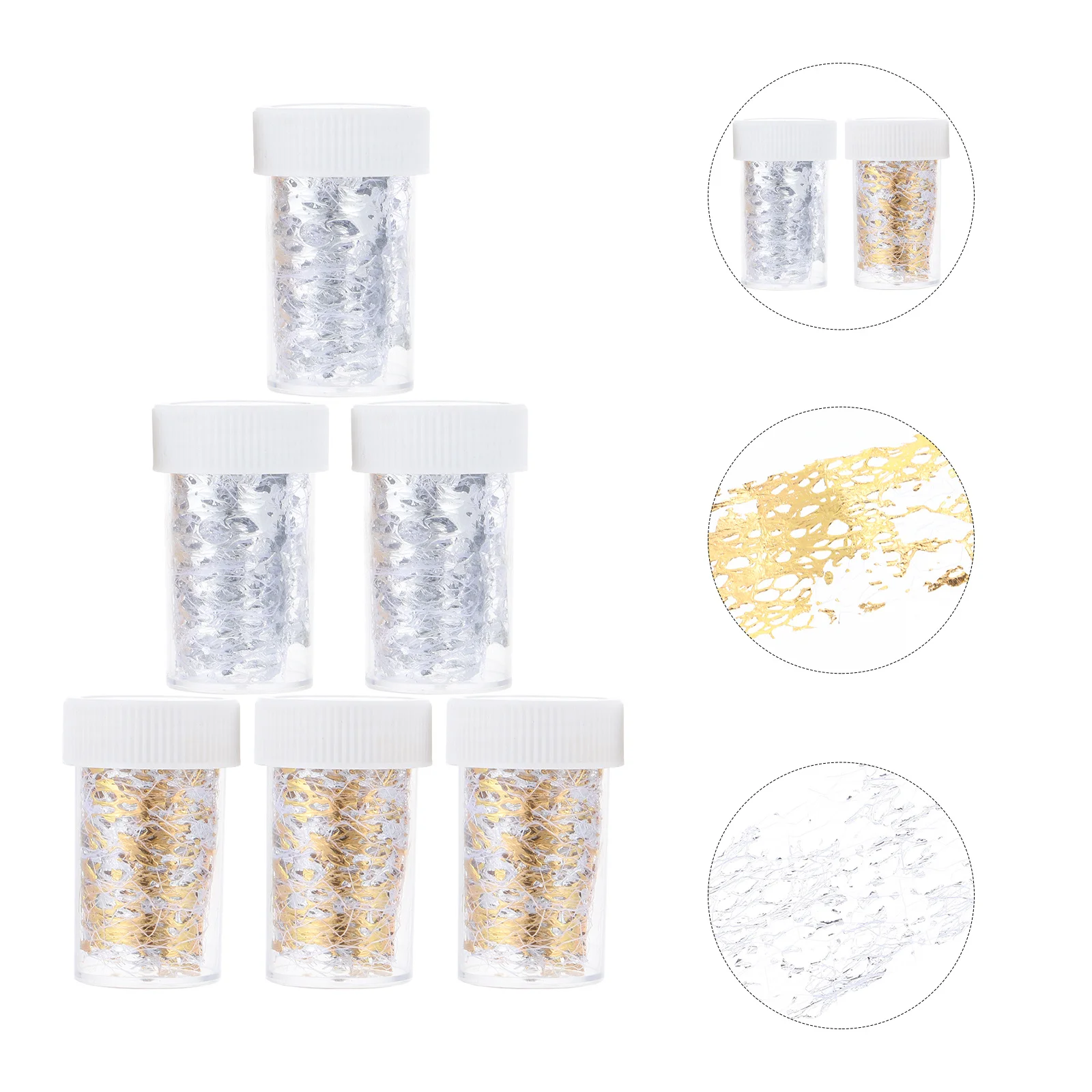 

6 Bottles DIY Nail Art Gold Foil Mesh Decoration Shiny Nail Accessories Manicure Festival Supplies Gold Foil Mesh