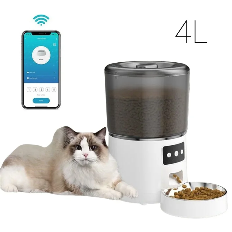 

4l Automatic Feeder Cats Pet Dog Food Dispenser Feeding Supplies Electric Eating Pot Kibble Bowl Appliances Dogs' Dining Room