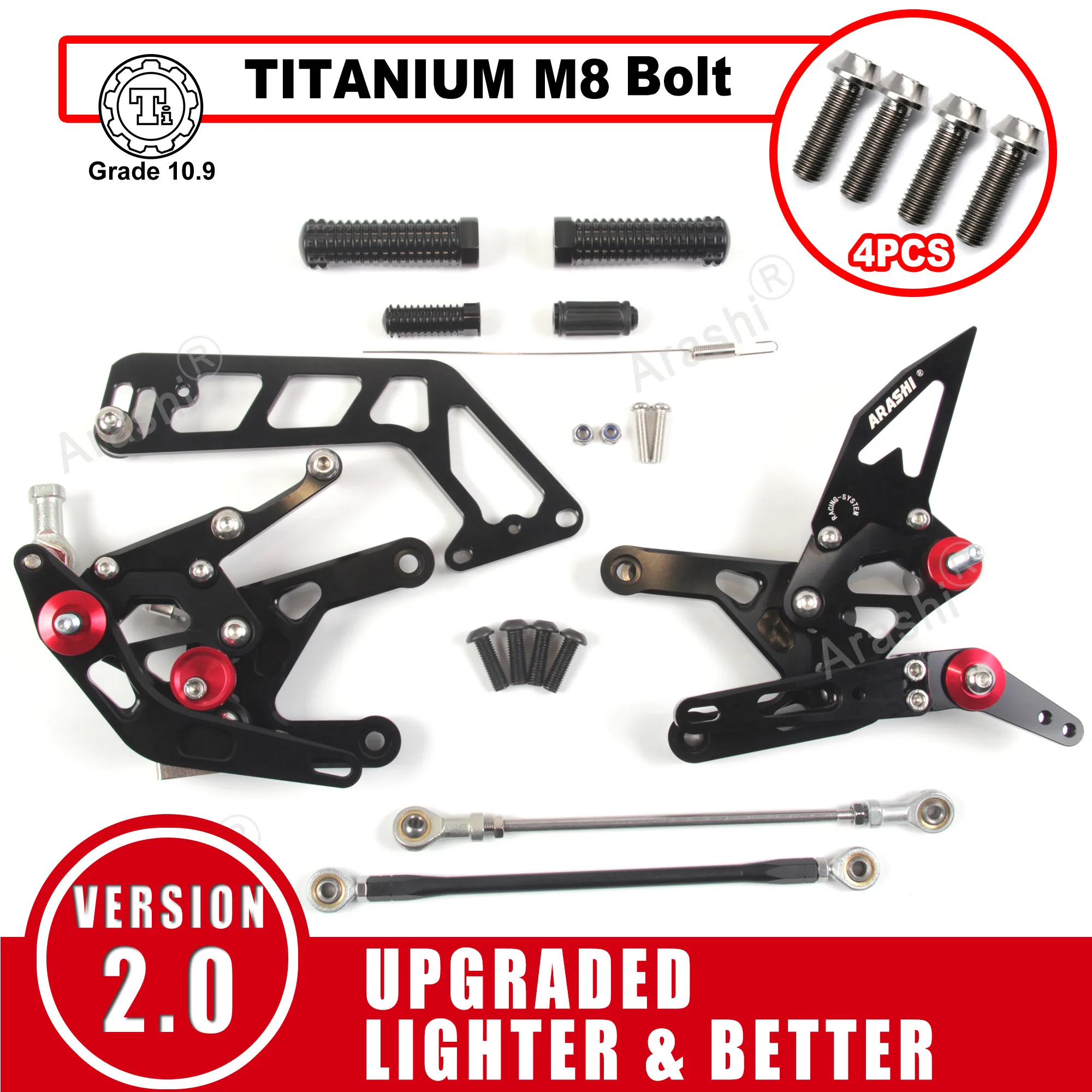 Arashi V2.0 Race Achteren Geplaatste Voor YAMAHA MT-10 FZ-10 2023 2024 2025 CNC Verstelbare Voetsteun Voetsteun MT10 FZ10