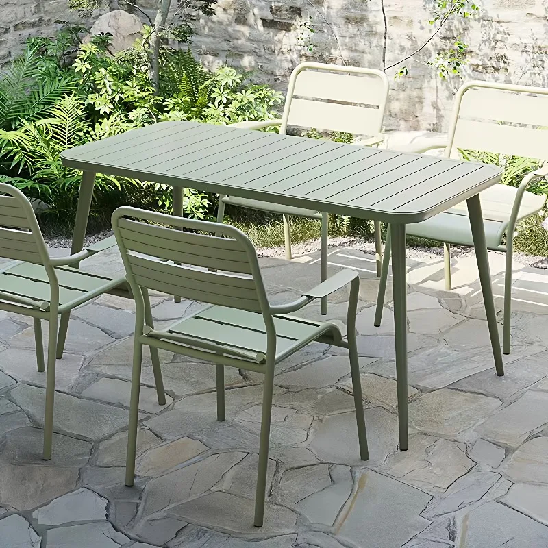 Outdoor Table and Chair Set, Waterproof and Sun-proof Aluminum Alloy Dining Table and Chair Set