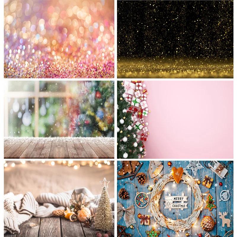 

SHUOZHIKE Art Fabric Christmas Photography Backdrops Bokeh Snowflake Wooden Boards Photo Background Studio Props 21527JPR- 03