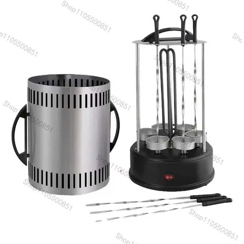 Six-Spindle Automatic Rotating Smokeless Lamb Skewer Machine BBQ Electric Grill Barbecue Grill Rack Household Meat Roaster