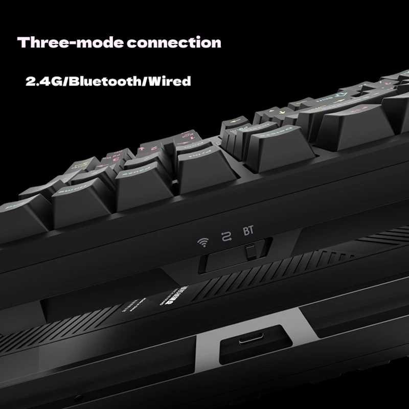 ATK V100 Mechanical Keyboard Three Mode Connection Half Aluminum Large Array Low Latency Ergonomic Design RGB Gaming Keyboard
