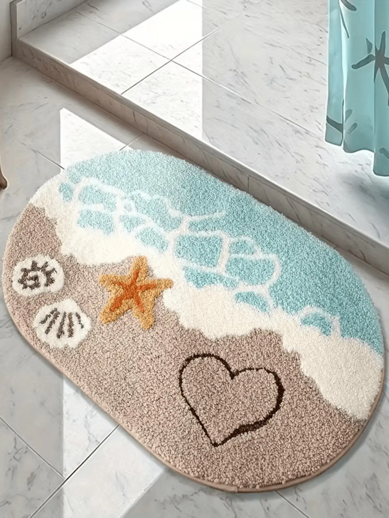 1PC Summer Beach Bathroom Faux Cashmere Bath Mat, Absorbent Non-Slip Doormat For Bathroom, Entrance, Dorm, Bar, Kitchen Snack Cart, Suitable For Graduation Gift, Bachelorette Party Gift, Bridesmaid Gift, Father's Day Gift SH260520093232271764252