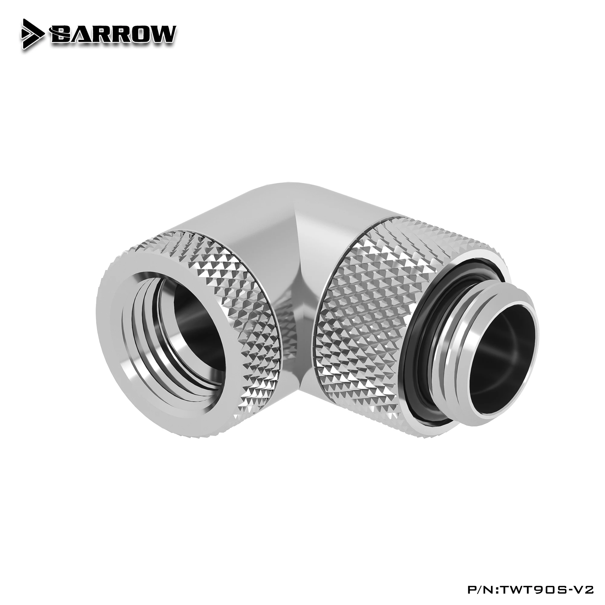 Barrow TWT90S-V2 90 Degree G1/4 Watercooling Fitting Two-Way Rotary Liquid Cooling Adaptor for PC Silver/Black/White