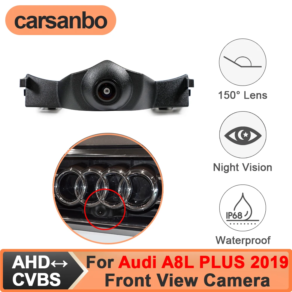 

Carsanbo For Audi A8L PLUS 2019 Car Front View Parking Camera 150° CVBS 480P AHD 720P 1080P Fisheye Lens Waterproof Night Vision